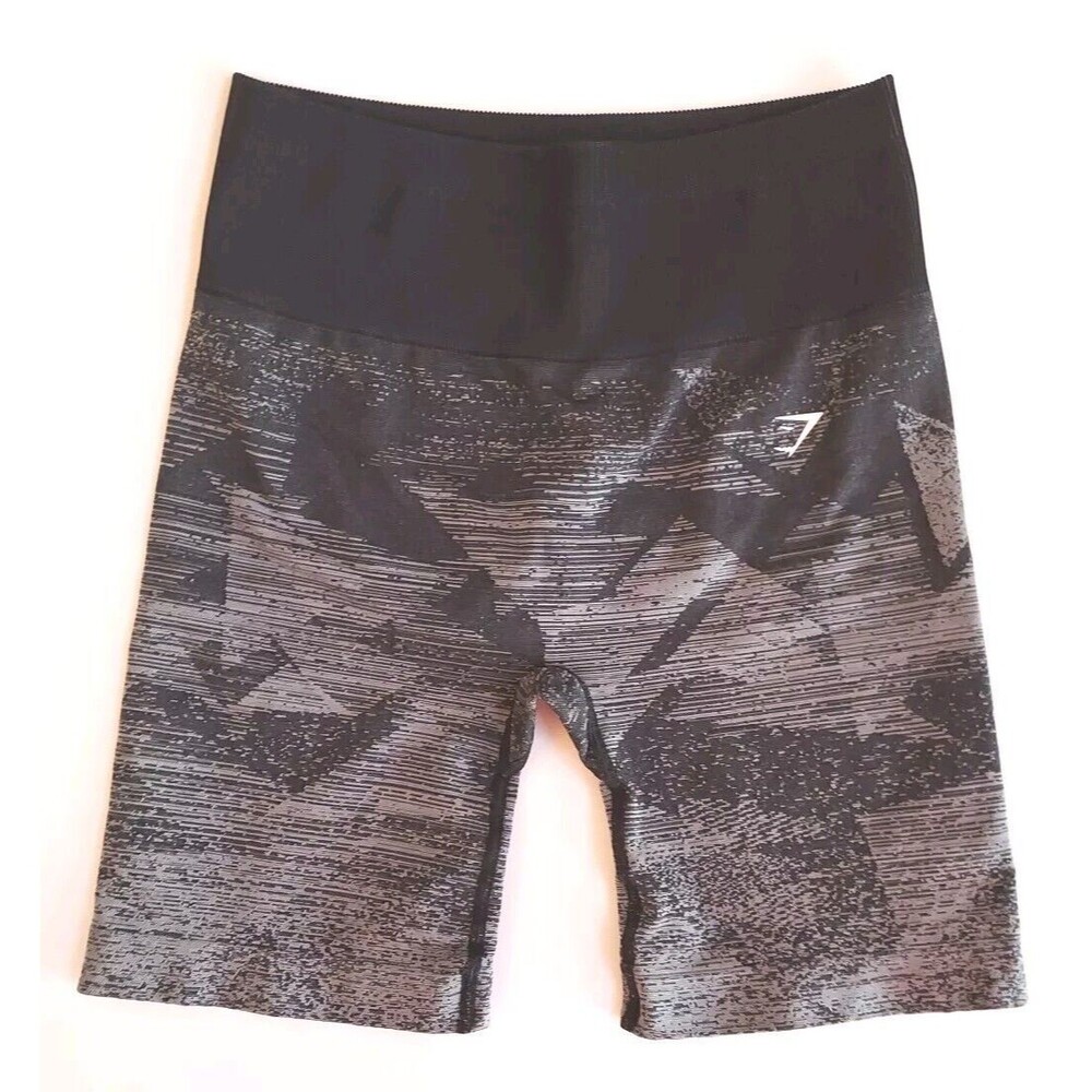 Ladies Gymshark Compression High Waist Black/Gray 7" Inseam Gym Shorts Size Sm